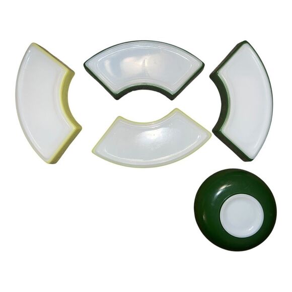 Over & Back Options Lazy Susan 6 Piece Set Acacia Green Yellow MCM EUC - Picture 2 of 4